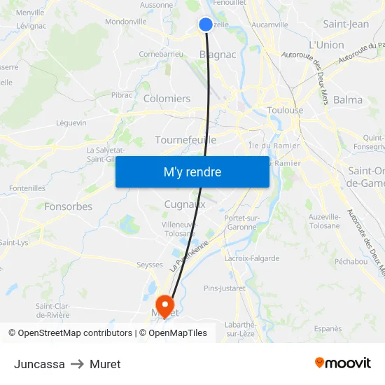 Juncassa to Muret map