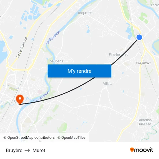 Bruyère to Muret map