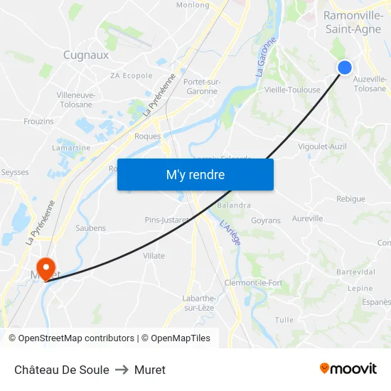 Château De Soule to Muret map