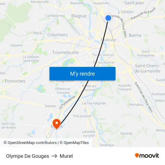 Olympe De Gouges to Muret map
