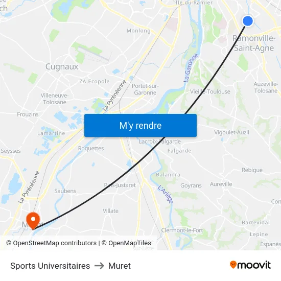 Sports Universitaires to Muret map