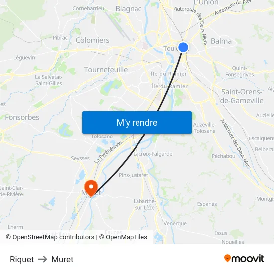Riquet to Muret map