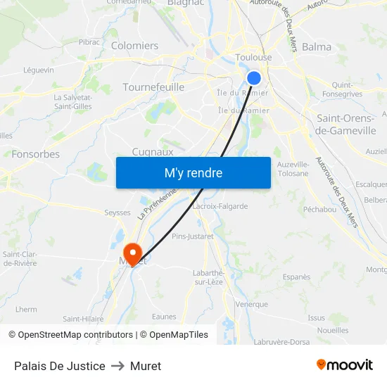Palais De Justice to Muret map