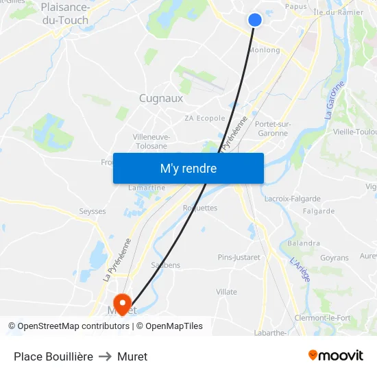 Place Bouillière to Muret map