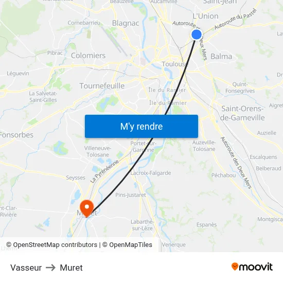Vasseur to Muret map