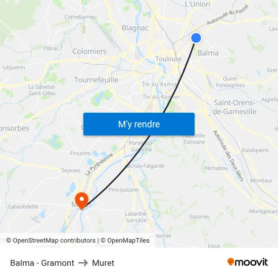 Balma - Gramont to Muret map