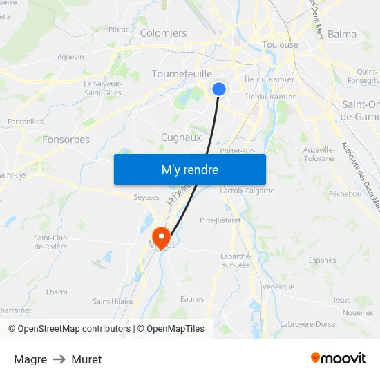 Magre to Muret map