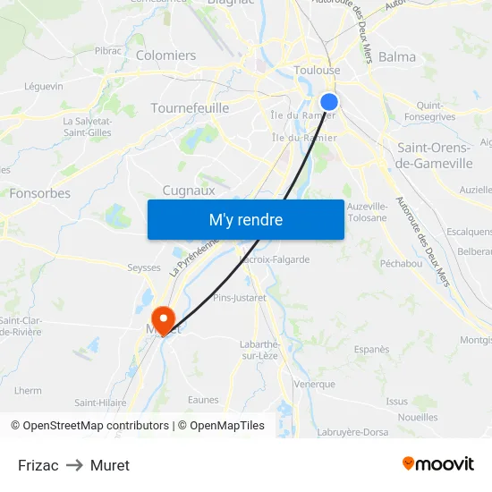 Frizac to Muret map