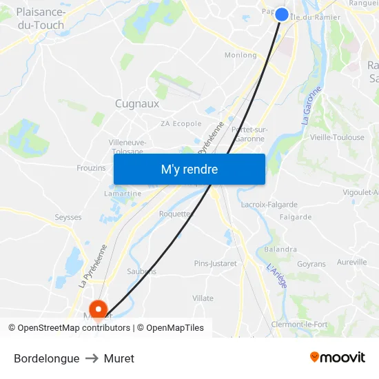 Bordelongue to Muret map