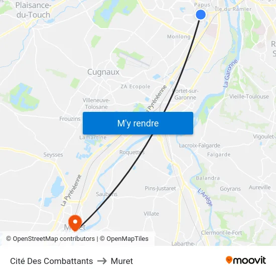 Cité Des Combattants to Muret map