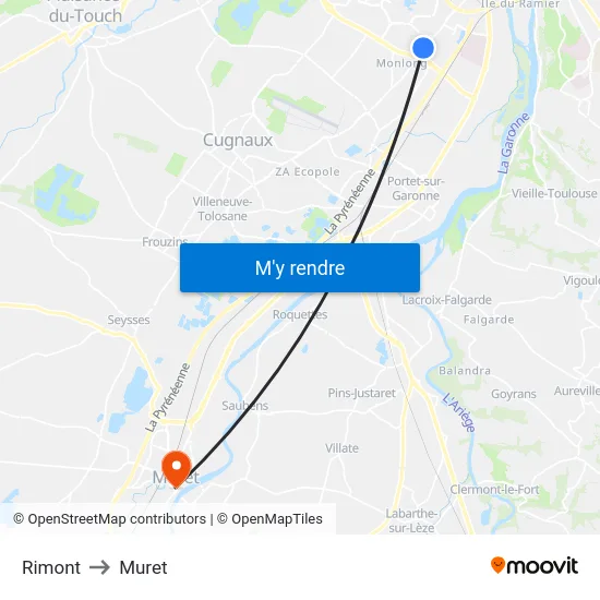 Rimont to Muret map