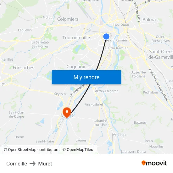 Corneille to Muret map