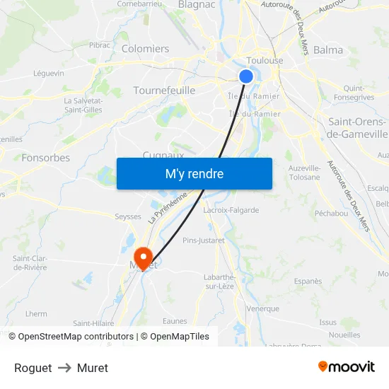 Roguet to Muret map