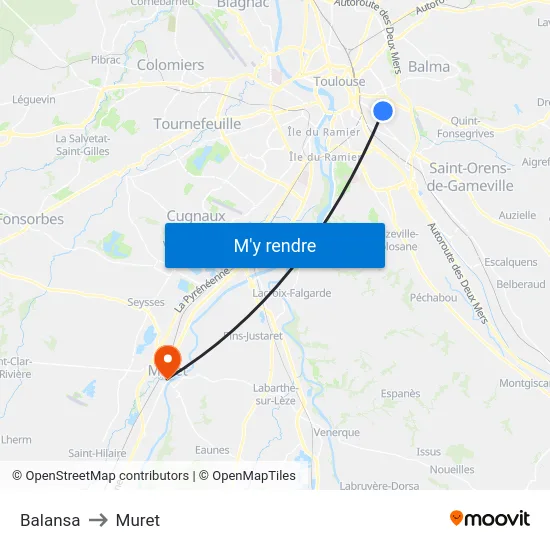 Balansa to Muret map