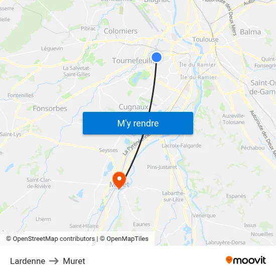 Lardenne to Muret map