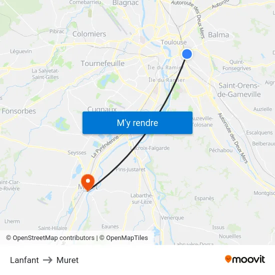 Lanfant to Muret map