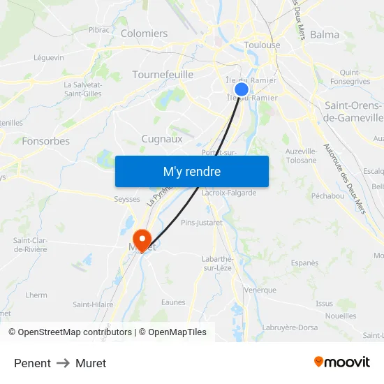Penent to Muret map