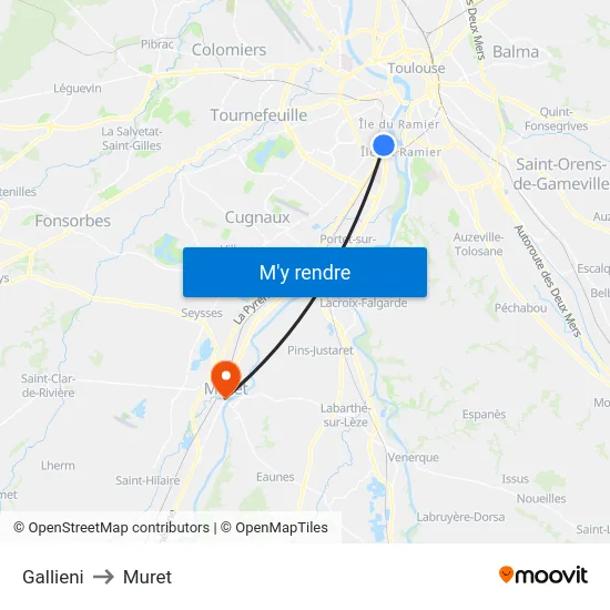 Gallieni to Muret map