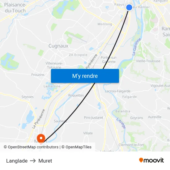 Langlade to Muret map