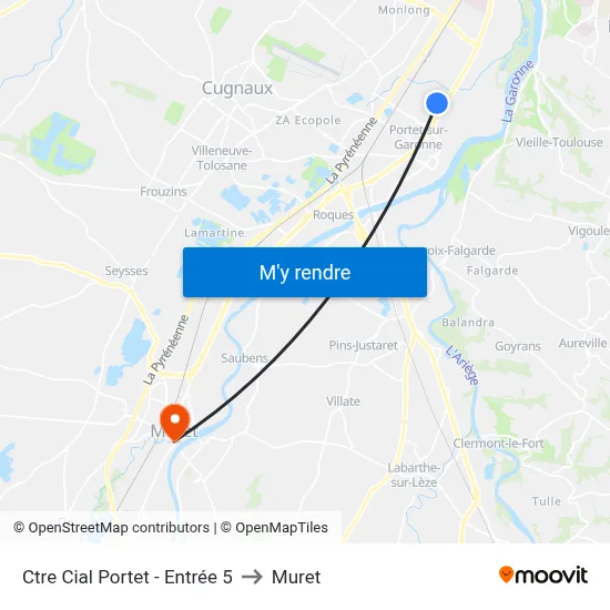 Ctre Cial Portet - Entrée 5 to Muret map