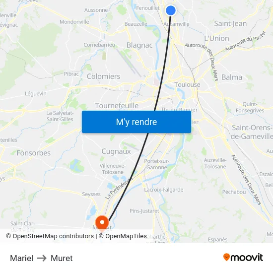 Mariel to Muret map
