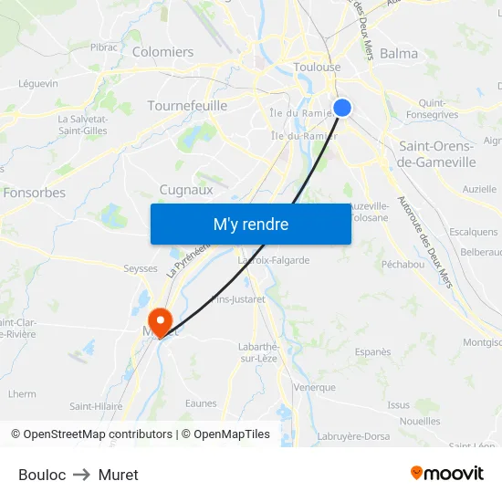 Bouloc to Muret map