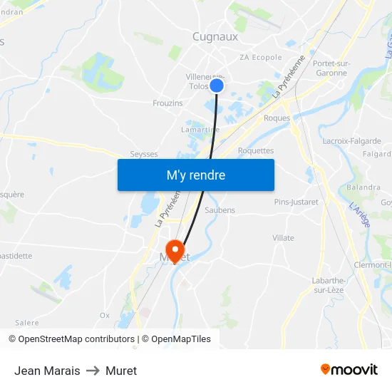 Jean Marais to Muret map