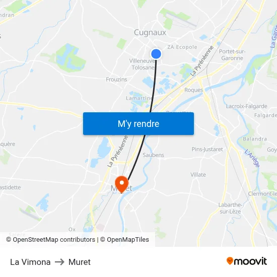 La Vimona to Muret map