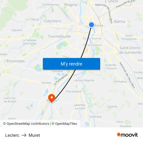 Leclerc to Muret map