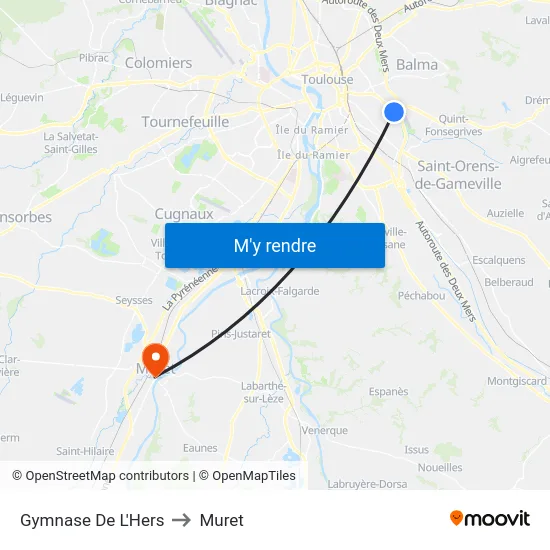 Gymnase De L'Hers to Muret map