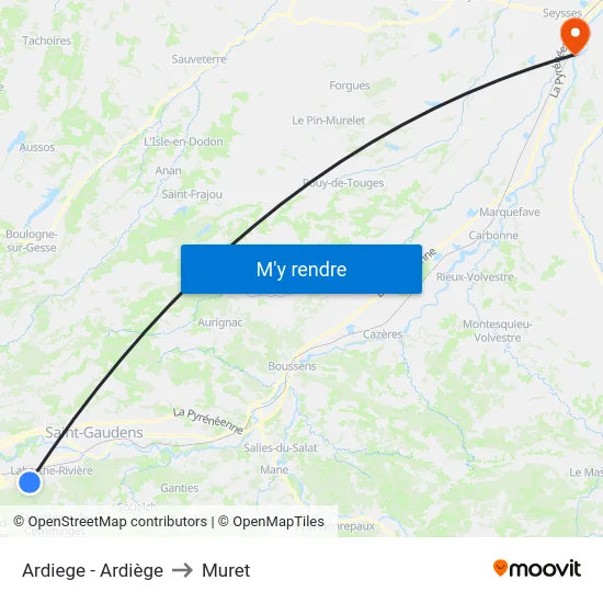 Ardiege - Ardiège to Muret map