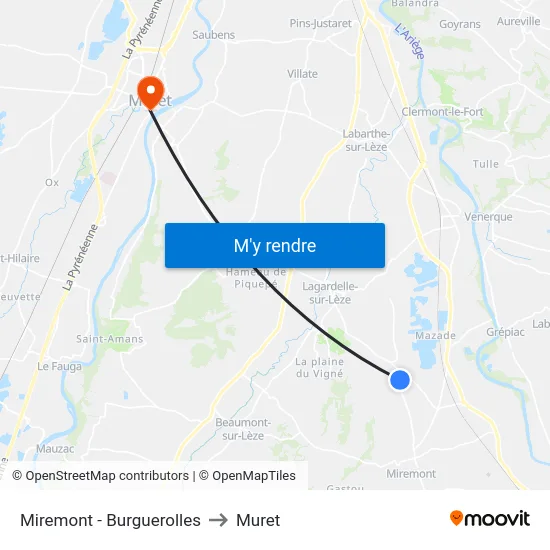 Miremont - Burguerolles to Muret map