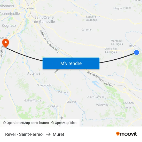Revel - Saint-Ferréol to Muret map