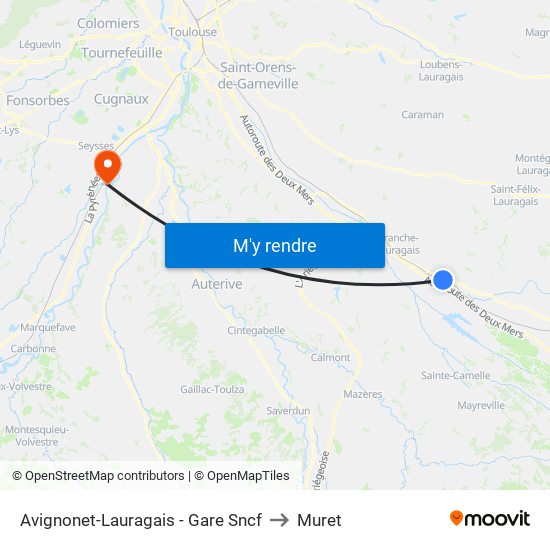 Avignonet-Lauragais - Gare Sncf to Muret map