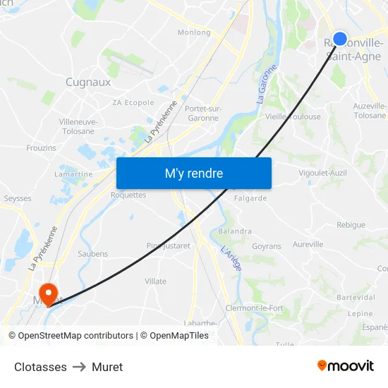 Clotasses to Muret map