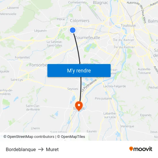 Bordeblanque to Muret map