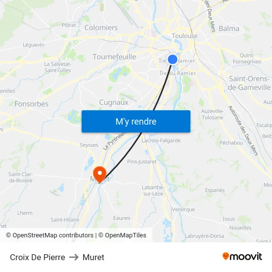 Croix De Pierre to Muret map