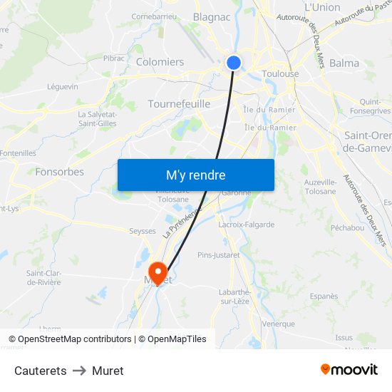 Cauterets to Muret map