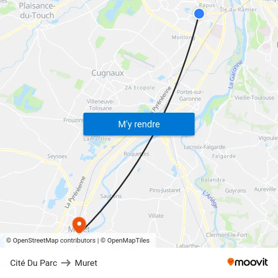 Cité Du Parc to Muret map