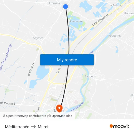 Méditerranée to Muret map