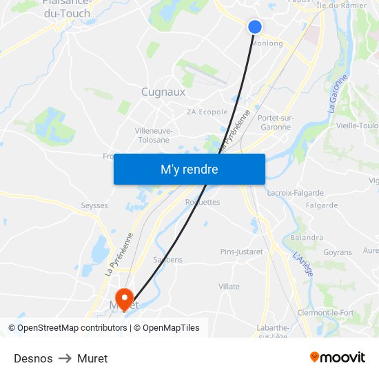 Desnos to Muret map