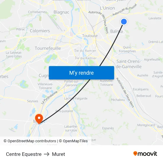 Centre Equestre to Muret map