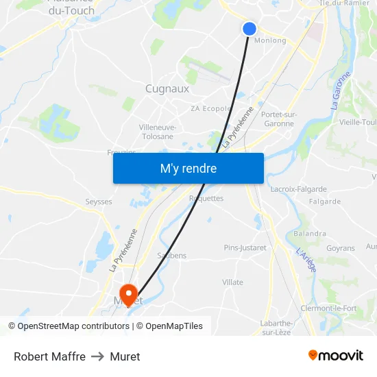 Robert Maffre to Muret map
