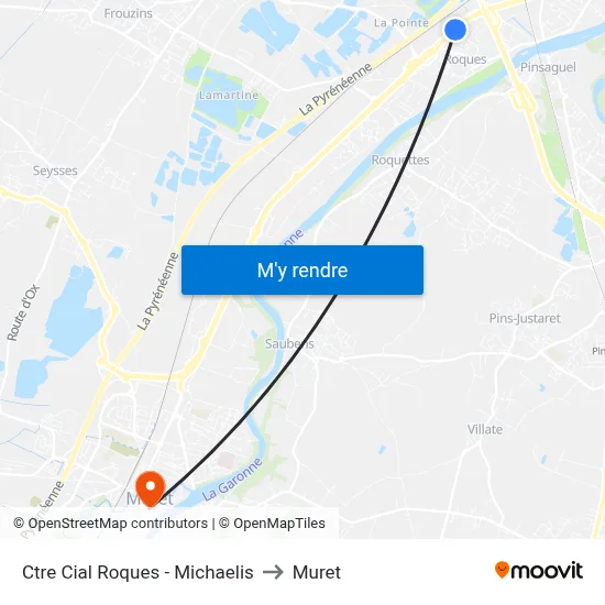 Ctre Cial Roques - Michaelis to Muret map