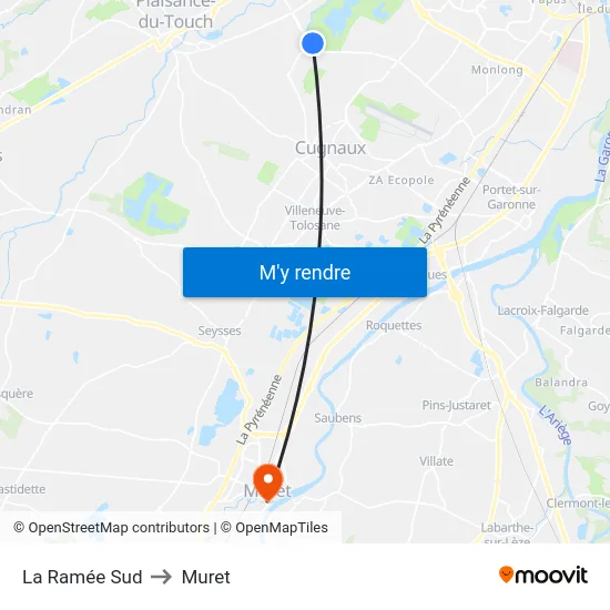 La Ramée Sud to Muret map