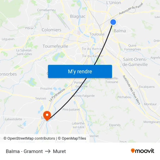 Balma - Gramont to Muret map