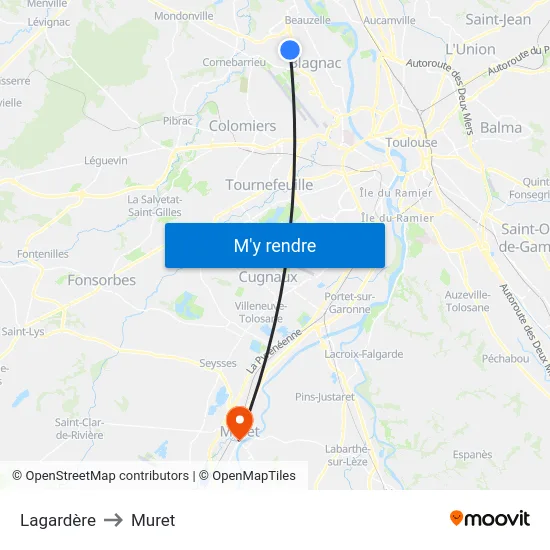 Lagardère to Muret map