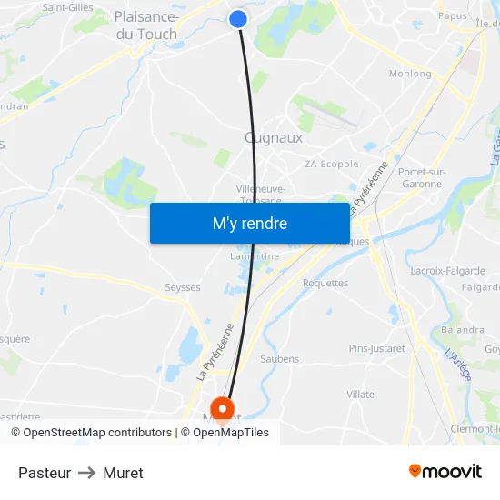 Pasteur to Muret map