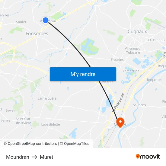 Moundran to Muret map