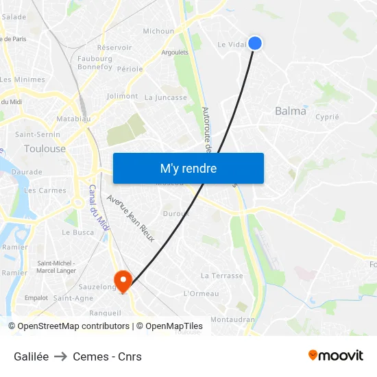 Galilée to Cemes - Cnrs map